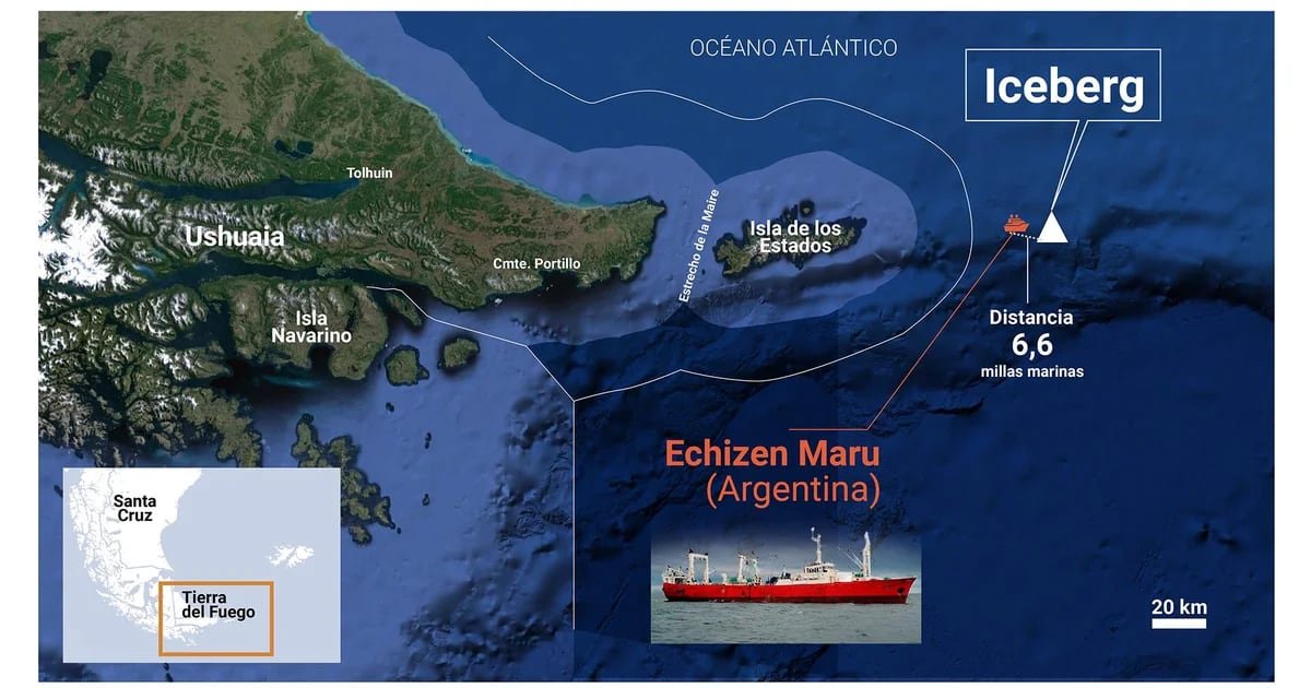 Hipóteses dos cientistas sobre o iceberg que apareceu perto da costa de Ushuaia